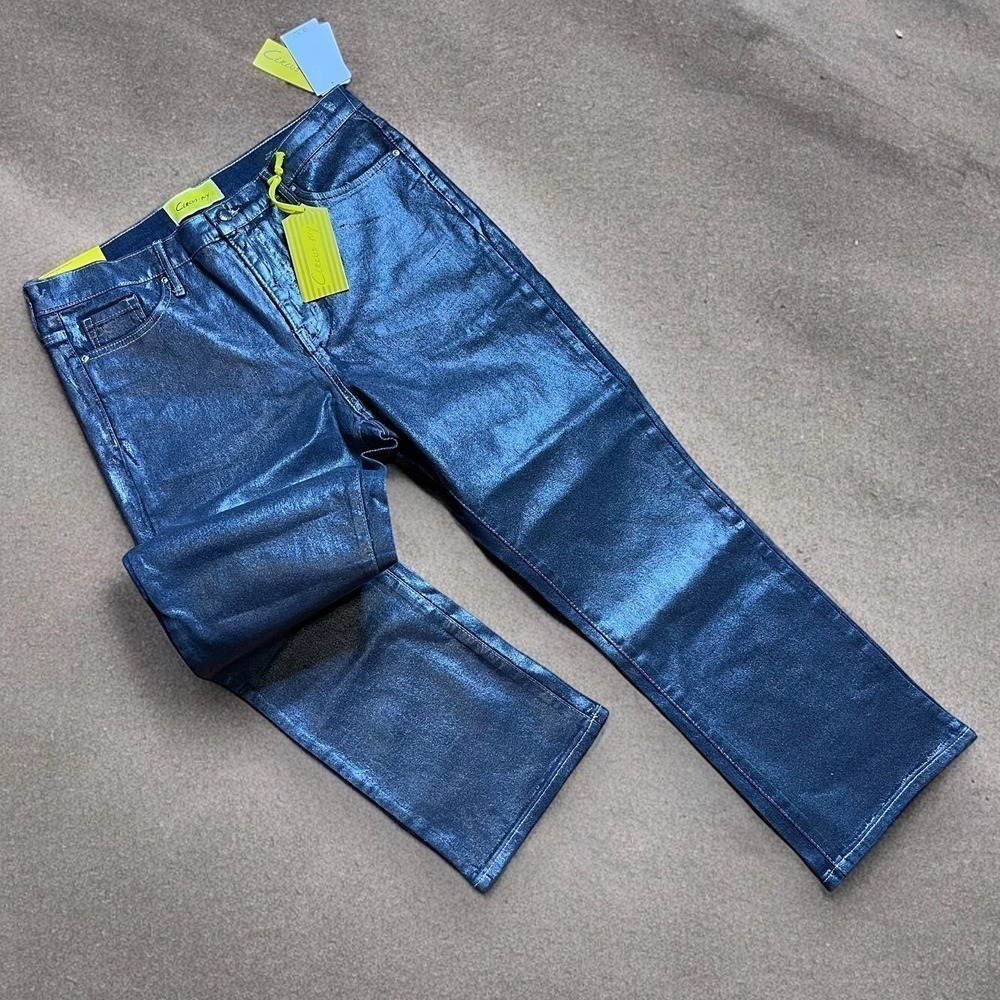 NWT Circus NY Jeans Sam Edelman Hypnotized Blue Foil High Rise Slim Straight 31